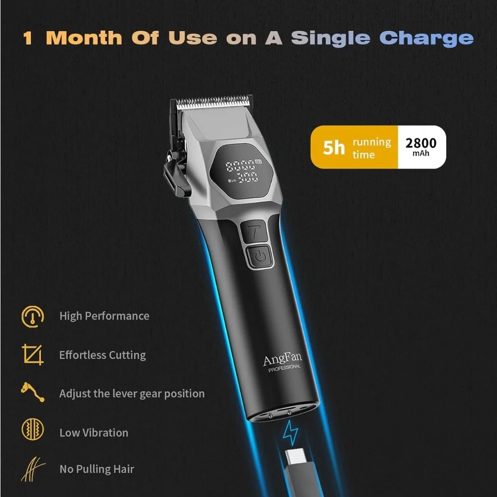 NEW! Professional Cordless Hair Clipper Set Charging Dock 8 Guards Salon Grade